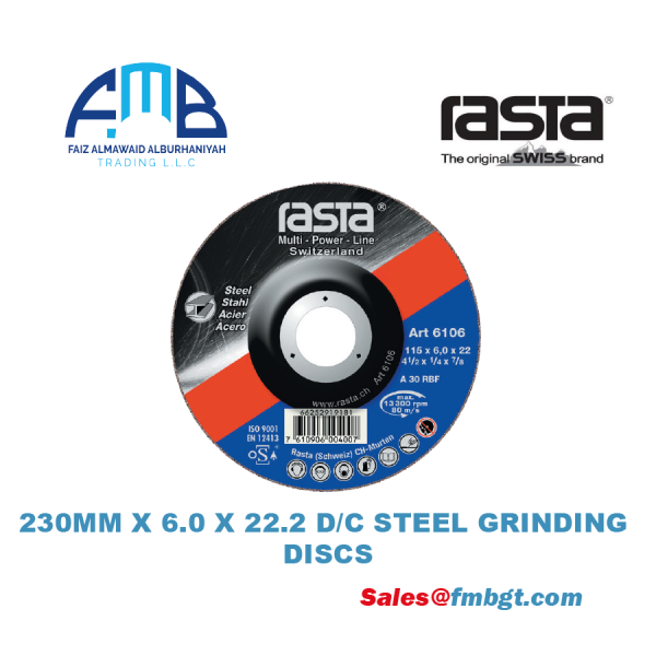230MM X 6.0 X 22.2 D/C STEEL GRINDING DISCS